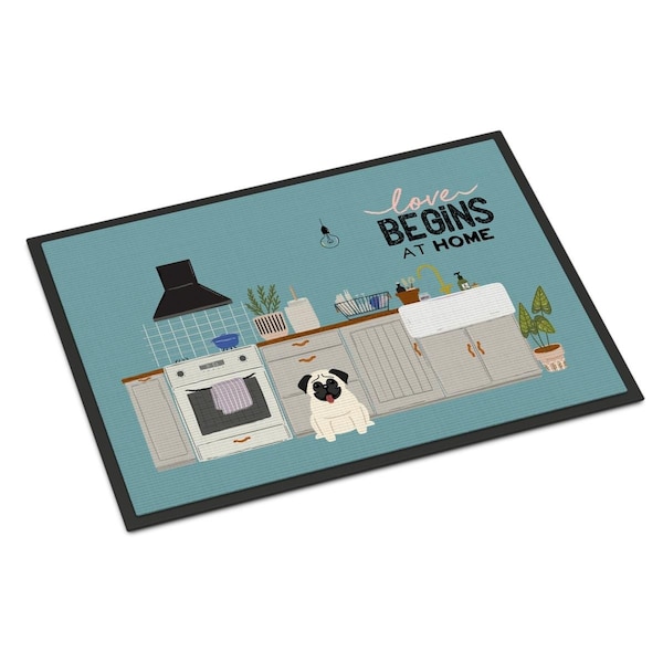 Carolines Treasures 24 x 36 in. Cream Pug Kitchen Scene Indoor or Outdoor Mat CK7708JMAT - main